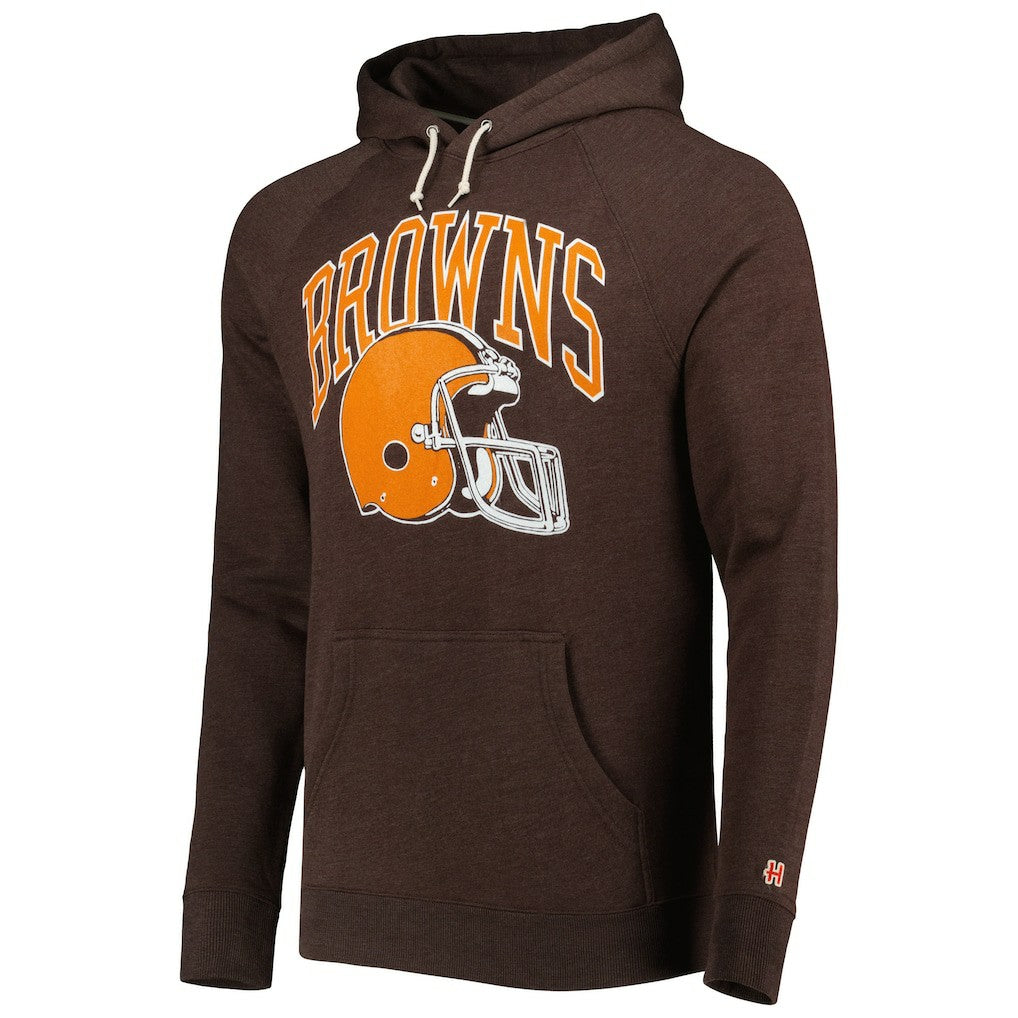 Cleveland Browns Homage Retro Helmet Tri-Blend Raglan Pullover Hoodie - Brown on sale