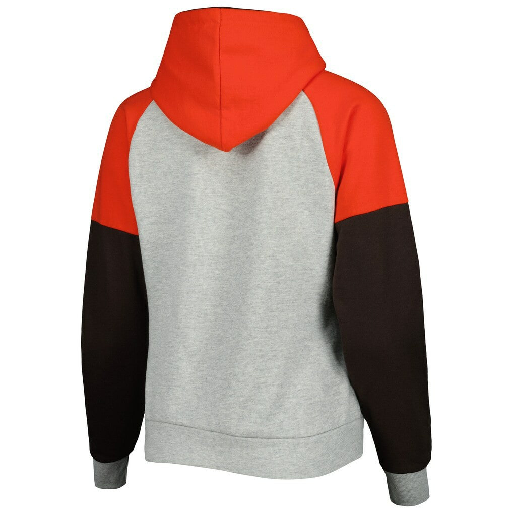 Cleveland Browns Antigua Women's Lightweight Jackpot Raglan Half-Zip Pullover Hoodie - Heather Gray on sale