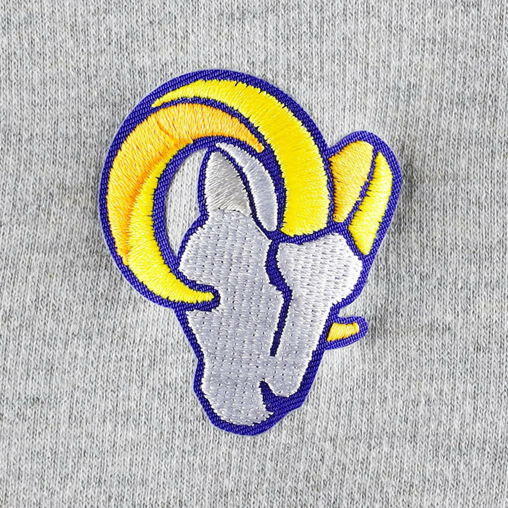 Los Angeles Rams Antigua Women's Lightweight Jackpot Raglan Half-Zip Pullover Hoodie - Heather Gray on sale