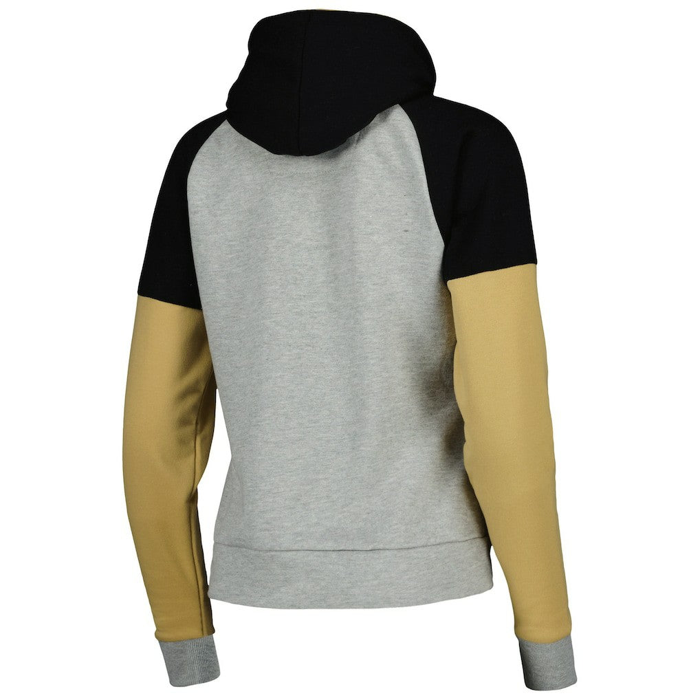 New Orleans Saints Antigua Women's Lightweight Jackpot Raglan Half-Zip Pullover Hoodie - Heather Gray outlet