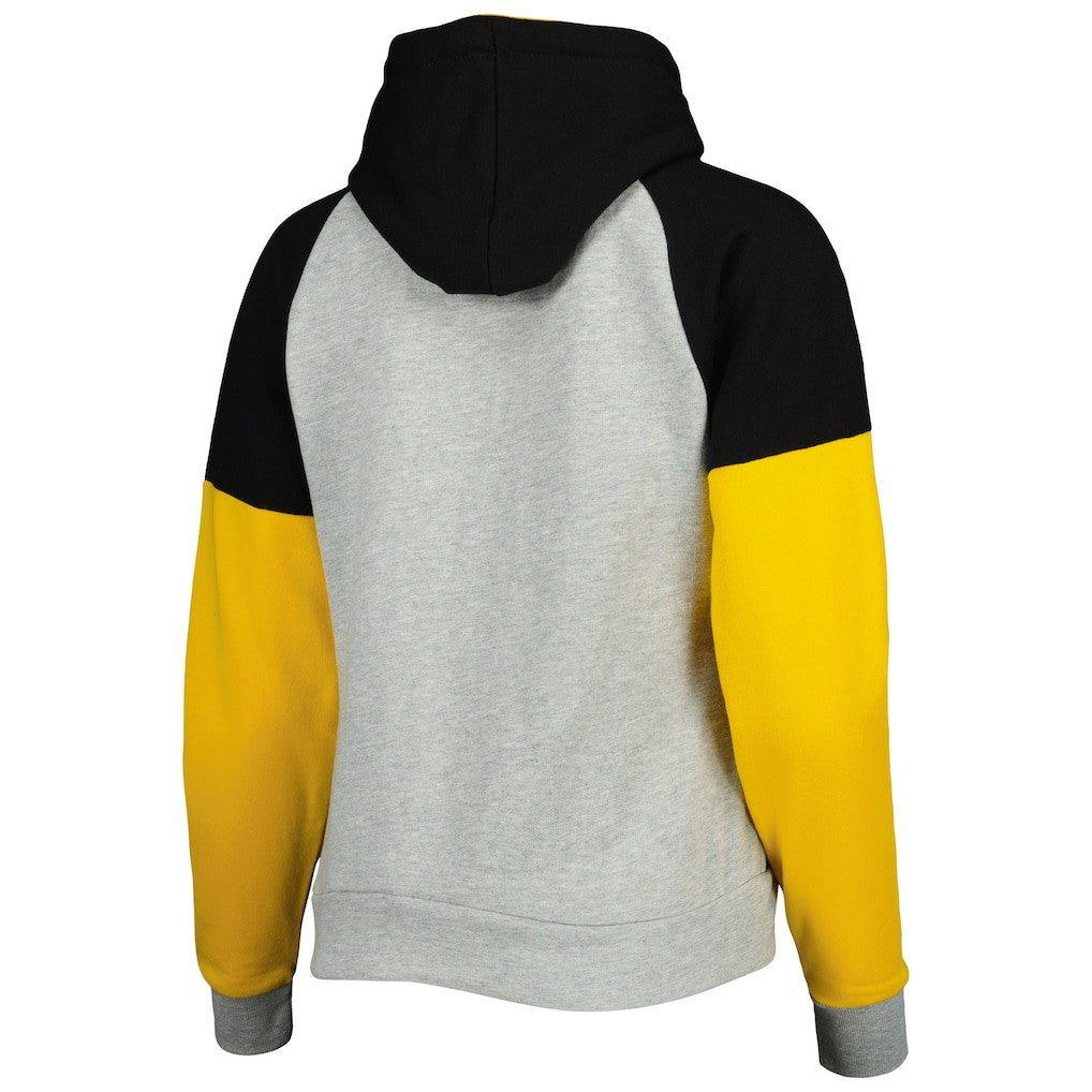 Pittsburgh Steelers Antigua Women's Lightweight Jackpot Raglan Half-Zip Pullover Hoodie - Heather Gray cheap