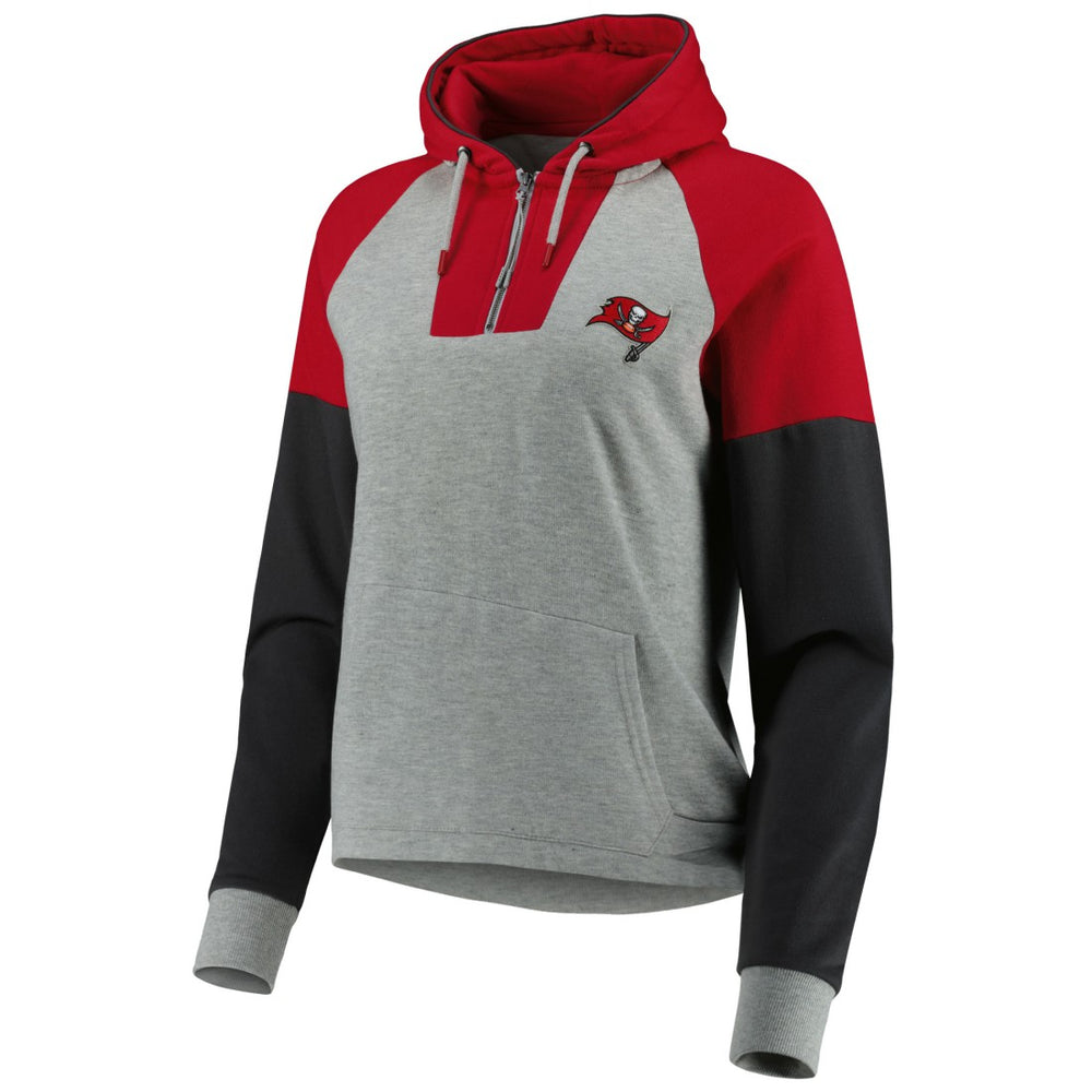 Tampa Bay Buccaneers Antigua Women's Lightweight Jackpot Raglan Half-Zip Pullover Hoodie - Heather Gray on sale