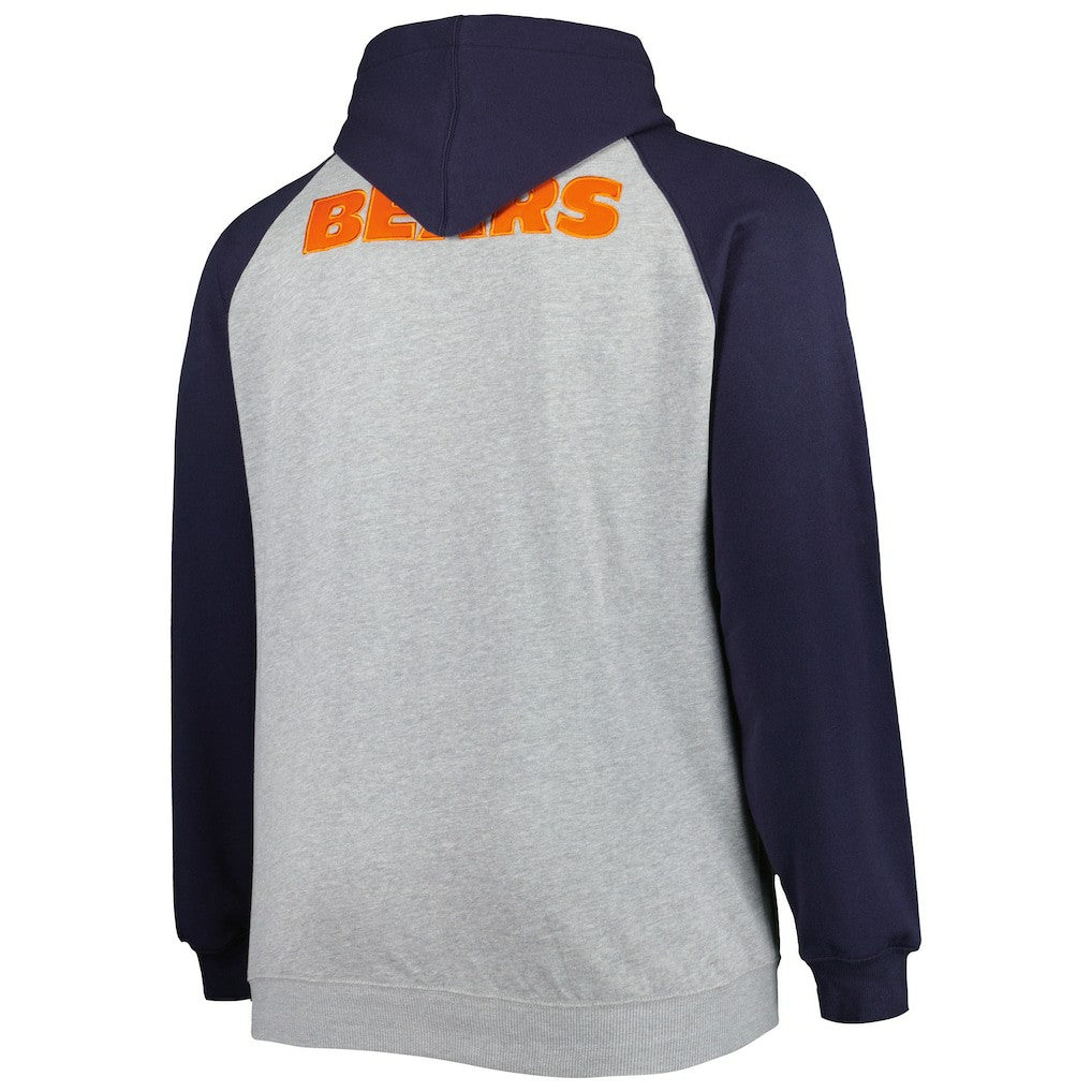 Chicago Bears Big & Tall Fleece Raglan Full-Zip Hoodie Jacket - Heather Gray cheap