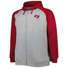 Tampa Bay Buccaneers Big & Tall Fleece Raglan Full-Zip Hoodie Jacket - Heather Gray for sale