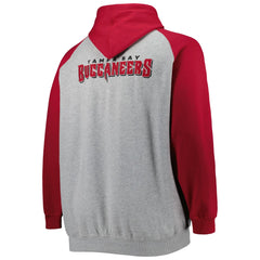 Tampa Bay Buccaneers Big & Tall Fleece Raglan Full-Zip Hoodie Jacket - Heather Gray for sale