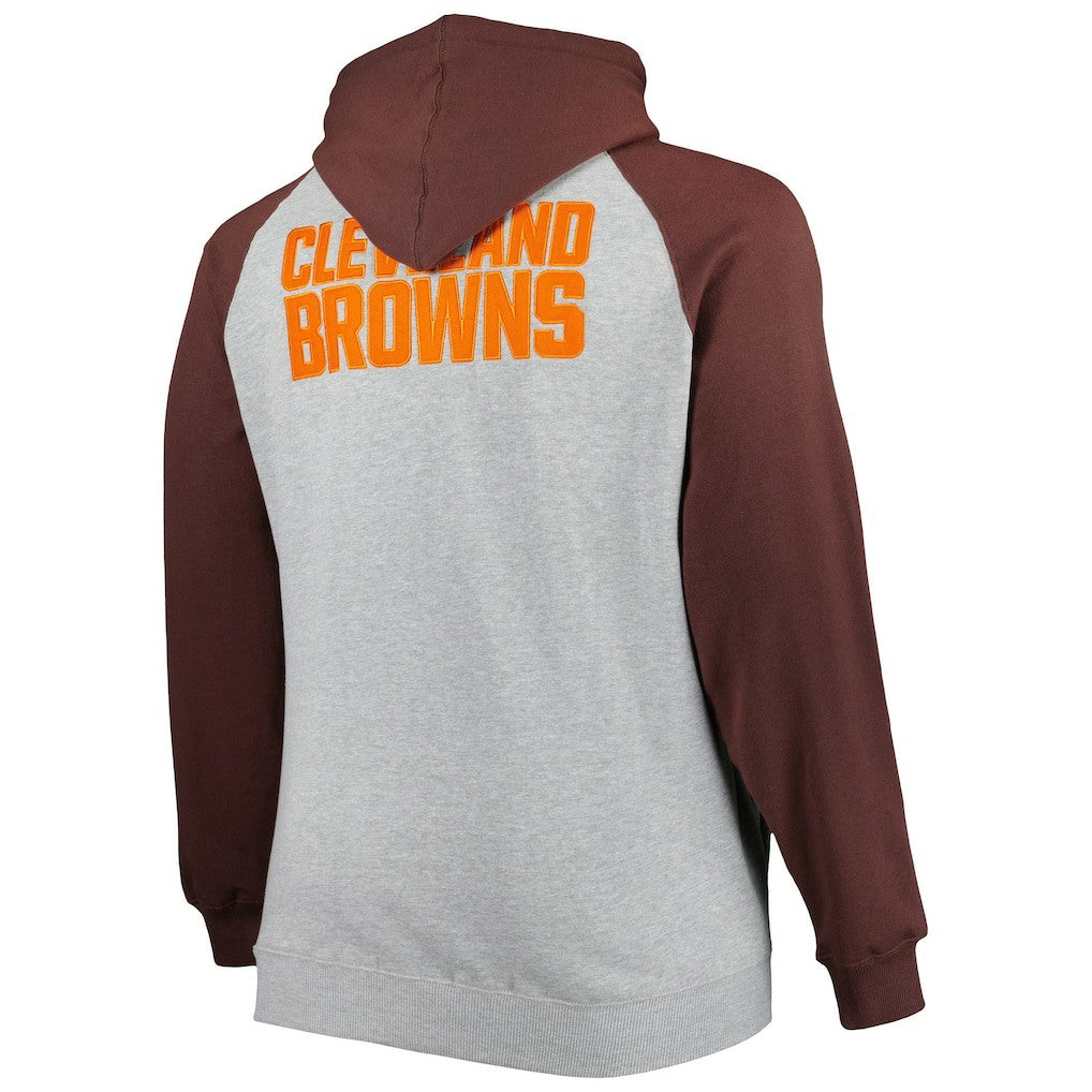 Cleveland Browns Big & Tall Fleece Raglan Full-Zip Hoodie Jacket - Heather Gray on sale