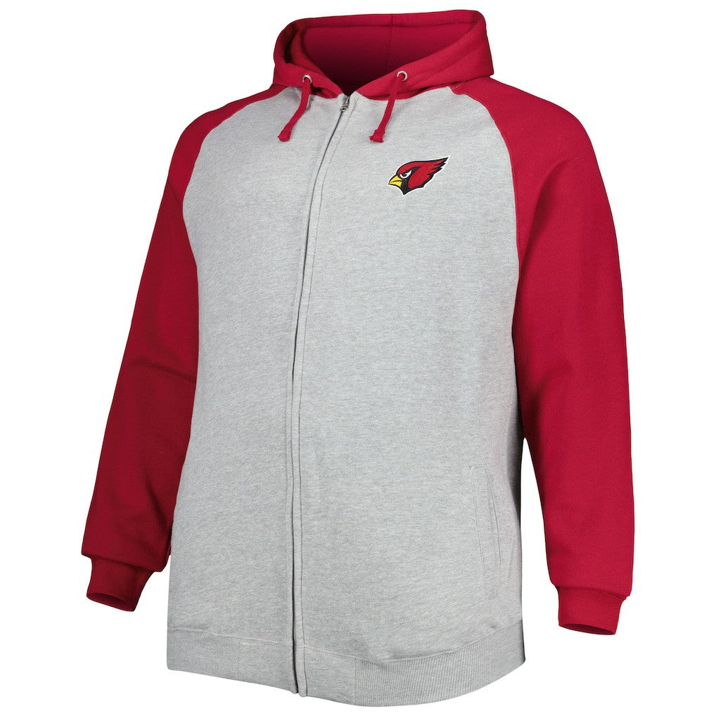 Arizona Cardinals Big & Tall Fleece Raglan Full-Zip Hoodie Jacket - Heather Gray online