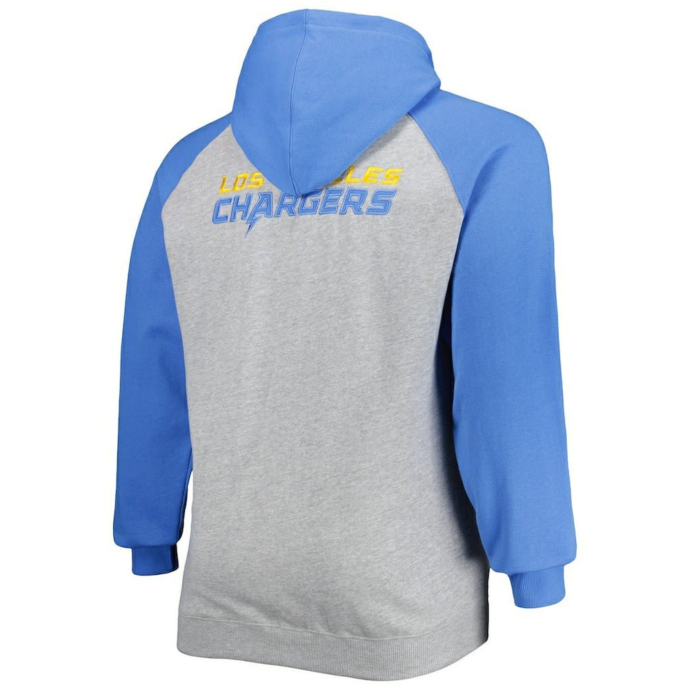 Los Angeles Chargers Big & Tall Fleece Raglan Full-Zip Hoodie Jacket - Heather Gray sale