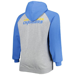 Los Angeles Chargers Big & Tall Fleece Raglan Full-Zip Hoodie Jacket - Heather Gray sale