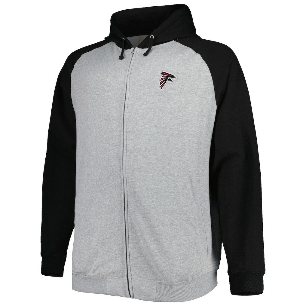 Atlanta Falcons Big & Tall Fleece Raglan Full-Zip Hoodie Jacket - Heather Gray on sale