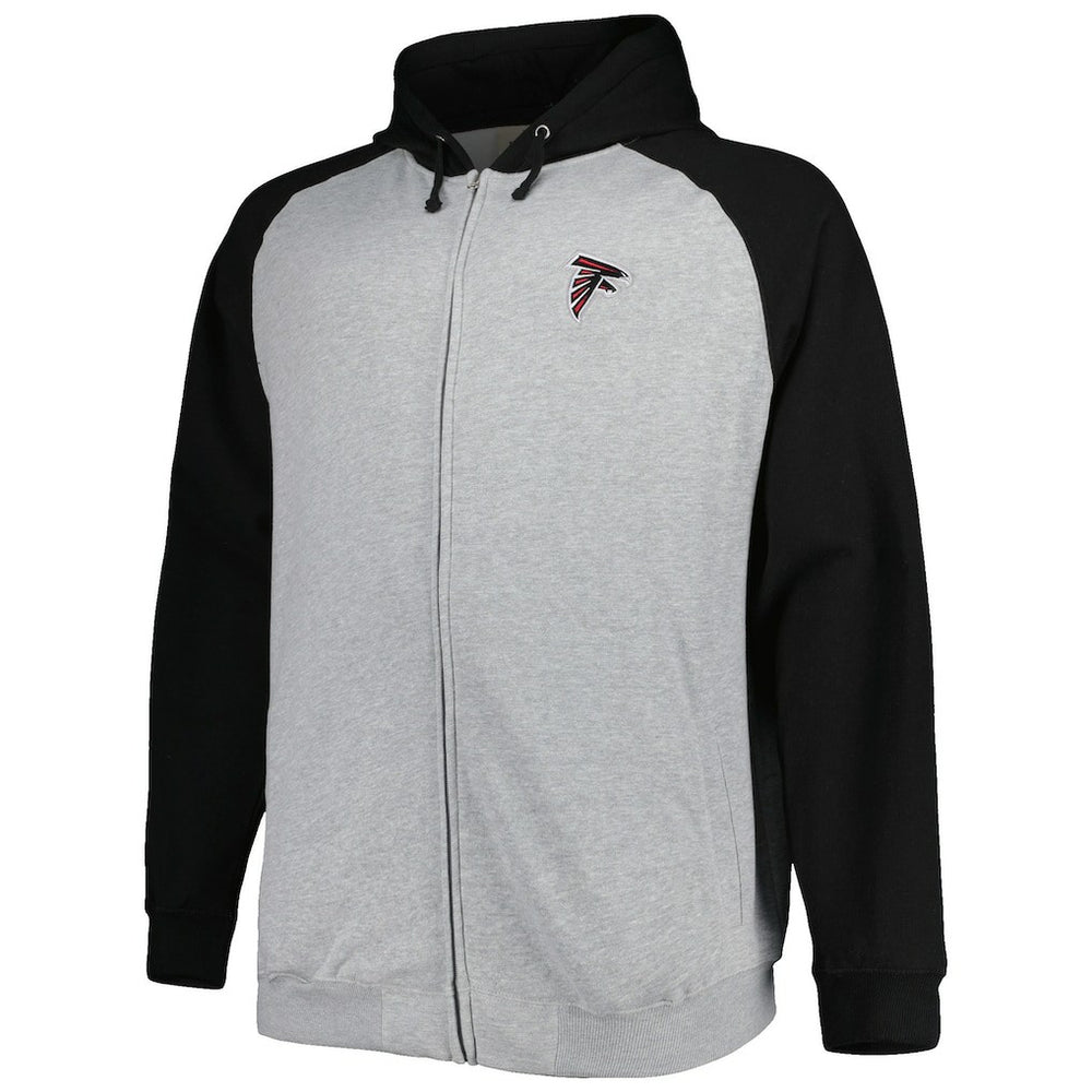 Atlanta Falcons Big & Tall Fleece Raglan Full-Zip Hoodie Jacket - Heather Gray on sale
