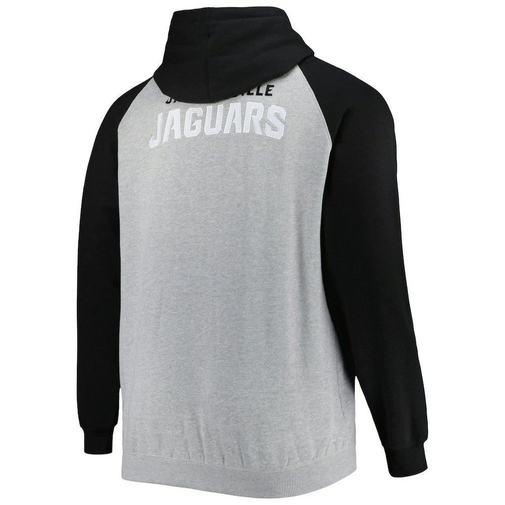 Jacksonville Jaguars Big & Tall Fleece Raglan Full-Zip Hoodie Jacket - Heather Gray for sale
