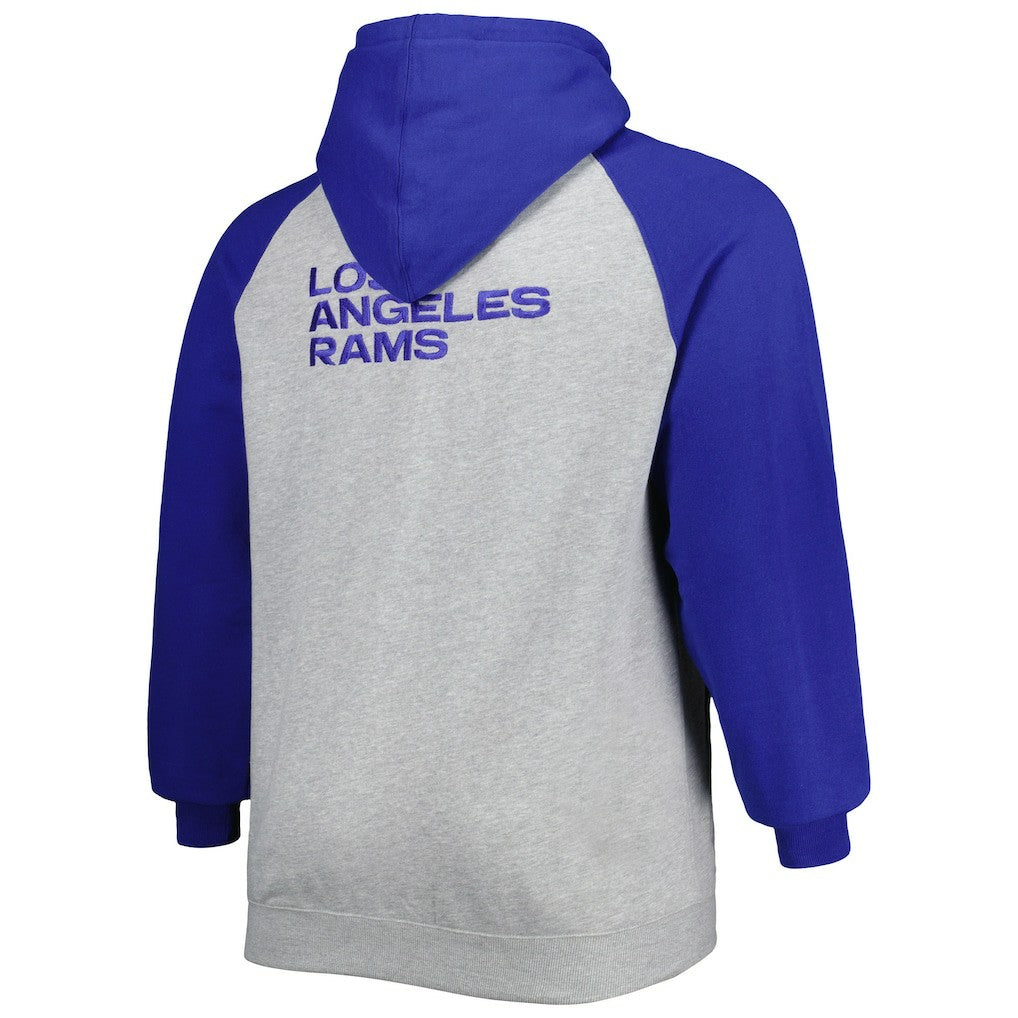 Los Angeles Rams Big & Tall Fleece Raglan Full-Zip Hoodie Jacket - Heather Gray outlet