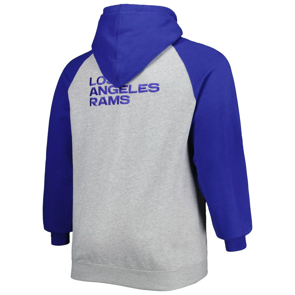 Los Angeles Rams Big & Tall Fleece Raglan Full-Zip Hoodie Jacket - Heather Gray outlet
