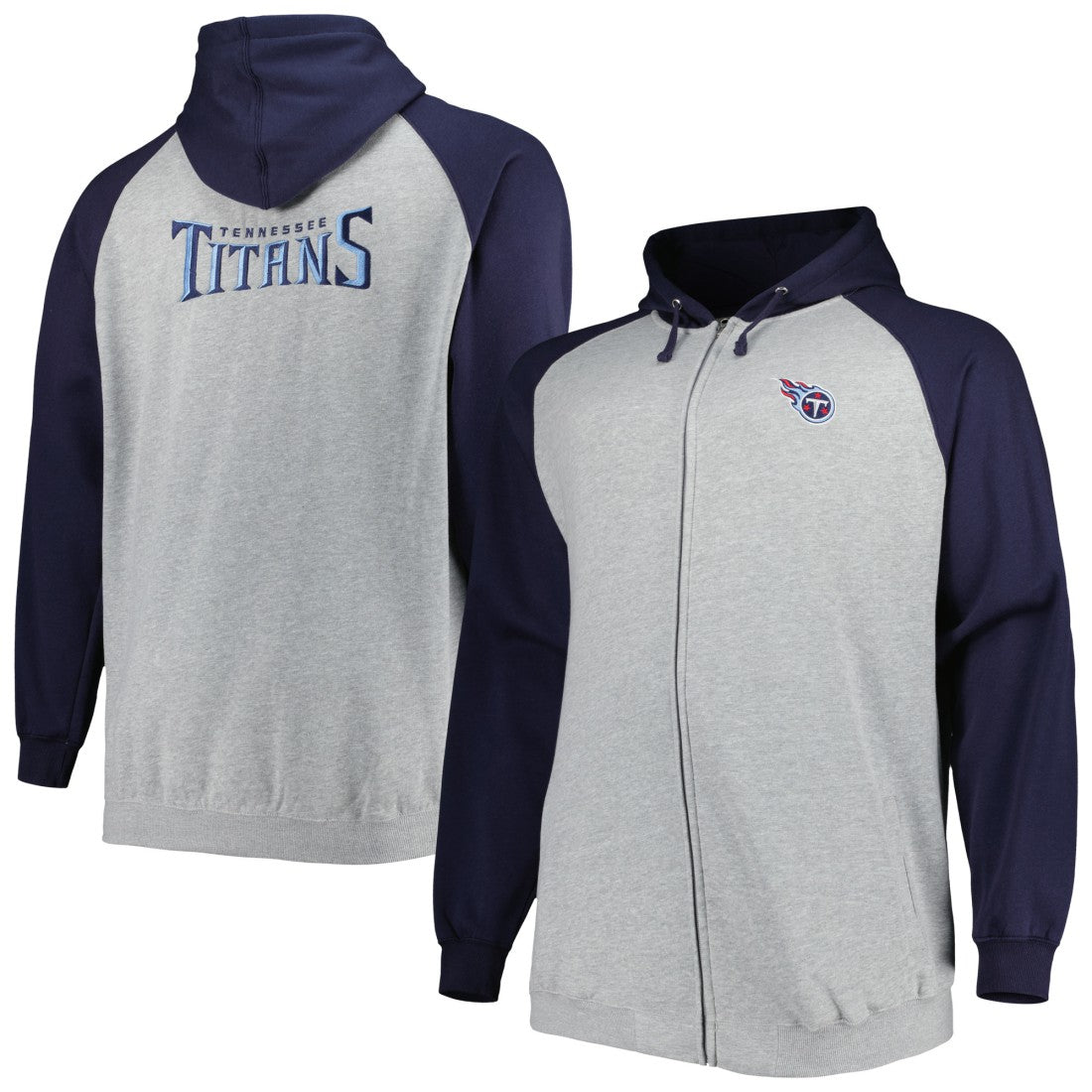 Tennessee Titans Big & Tall Fleece Raglan Full-Zip Hoodie Jacket - Heather Gray discount