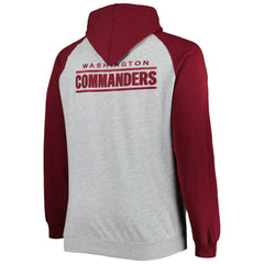 Washington Commanders Big & Tall Fleece Raglan Full-Zip Hoodie Jacket - Heather Gray for sale