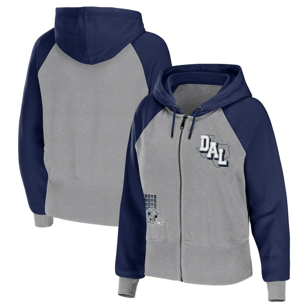 Dallas Cowboys WEAR by Erin Andrews Women's Colorblock Lightweight Full-Zip Hoodie - Silver for sale