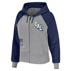 Dallas Cowboys WEAR by Erin Andrews Women's Colorblock Lightweight Full-Zip Hoodie - Silver for sale