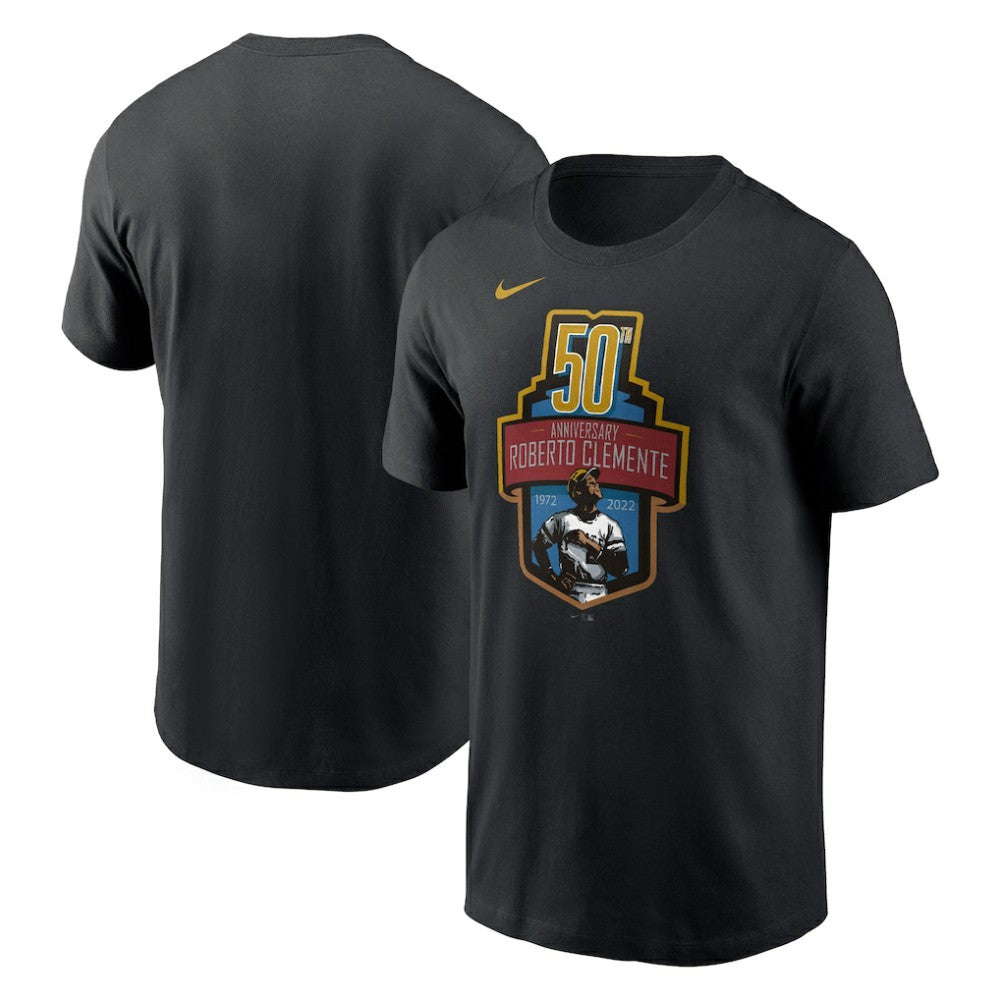 Roberto Clemente Pittsburgh Pirates 50th Anniversary Commemorative T-Shirt Black