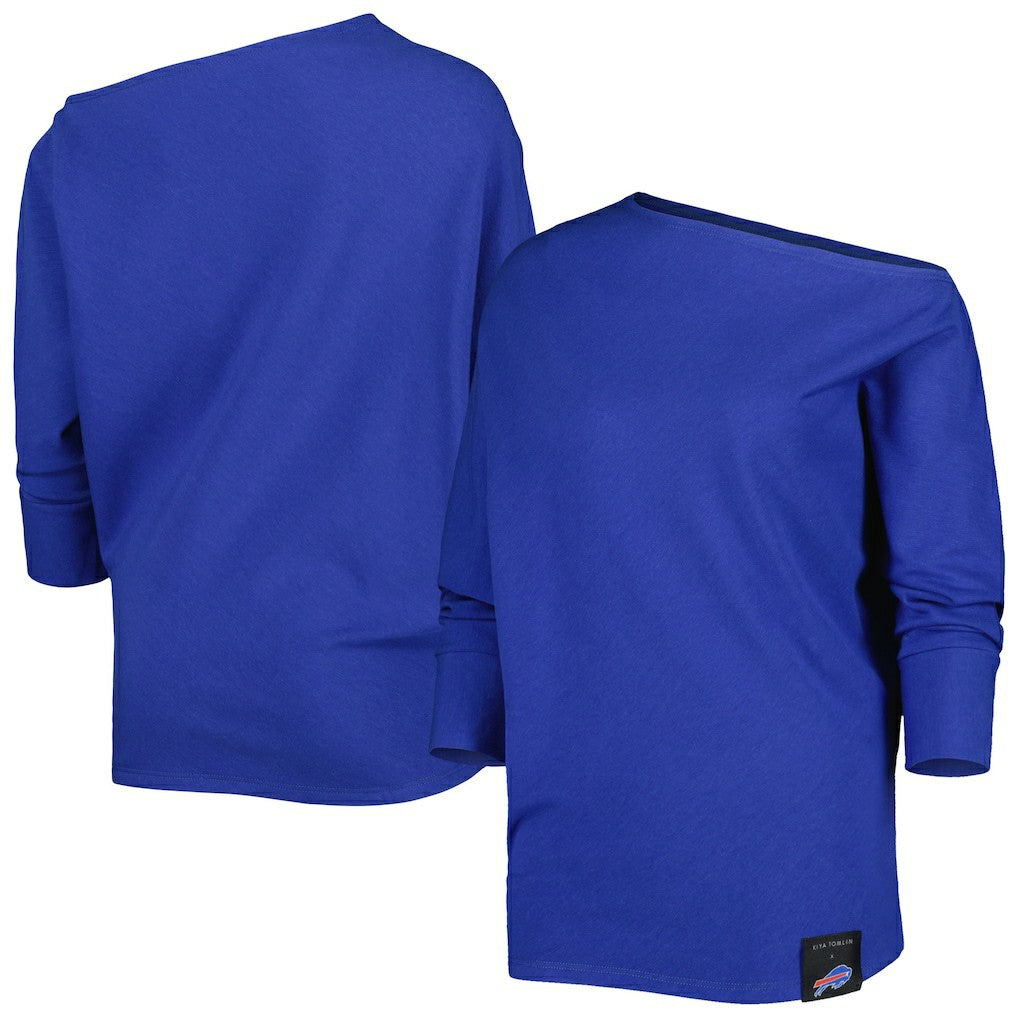Buffalo Bills KIYA TOMLIN Women's Twisted Tri-Blend Asymmetrical 3/4-Dolman Sleeve Sweatshirt - Royal cheap