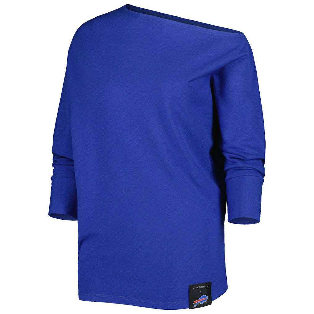 Buffalo Bills KIYA TOMLIN Women's Twisted Tri-Blend Asymmetrical 3/4-Dolman Sleeve Sweatshirt - Royal cheap