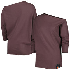 Cleveland Browns KIYA TOMLIN Women's Twisted Tri-Blend Asymmetrical 3/4-Dolman Sleeve Sweatshirt - Brown outlet