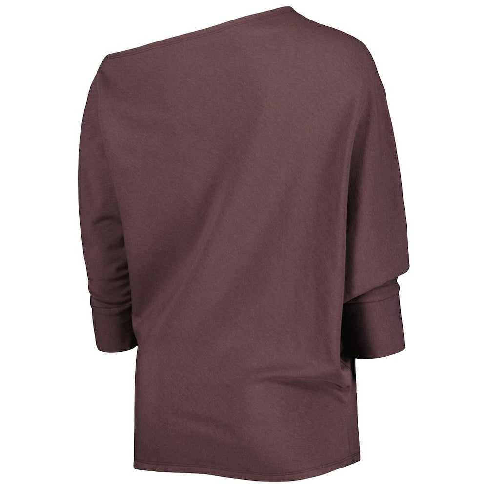 Cleveland Browns KIYA TOMLIN Women's Twisted Tri-Blend Asymmetrical 3/4-Dolman Sleeve Sweatshirt - Brown outlet
