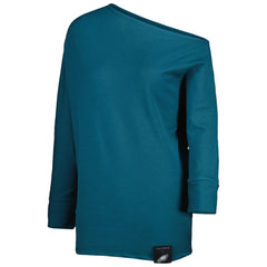 Philadelphia Eagles KIYA TOMLIN Women's Twisted Tri-Blend Asymmetrical 3/4-Dolman Sleeve Sweatshirt - Midnight Green sale
