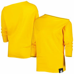 Pittsburgh Steelers KIYA TOMLIN Women's Twisted Tri-Blend Asymmetrical 3/4-Dolman Sleeve Sweatshirt - Gold outlet