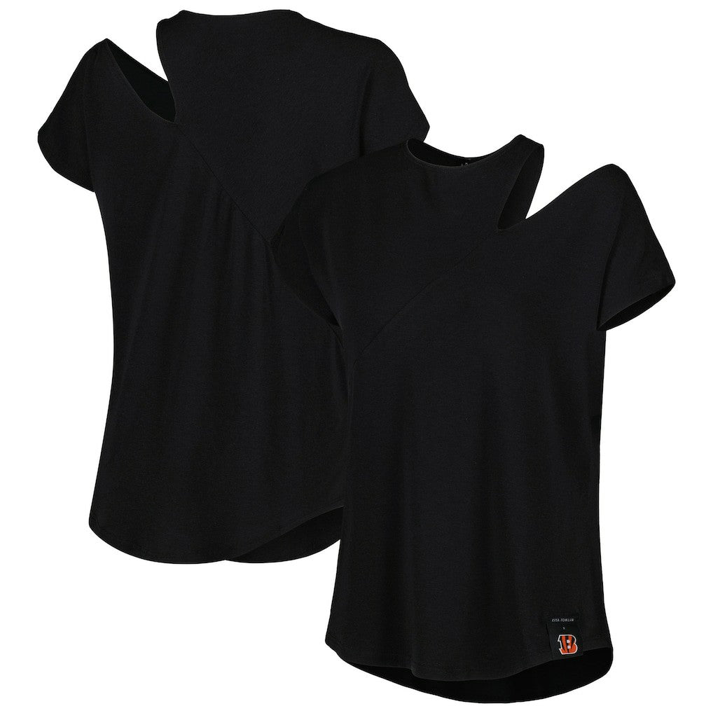 Cincinnati Bengals KIYA TOMLIN Women's Cut Out Tri-Blend Shirt - Black on sale