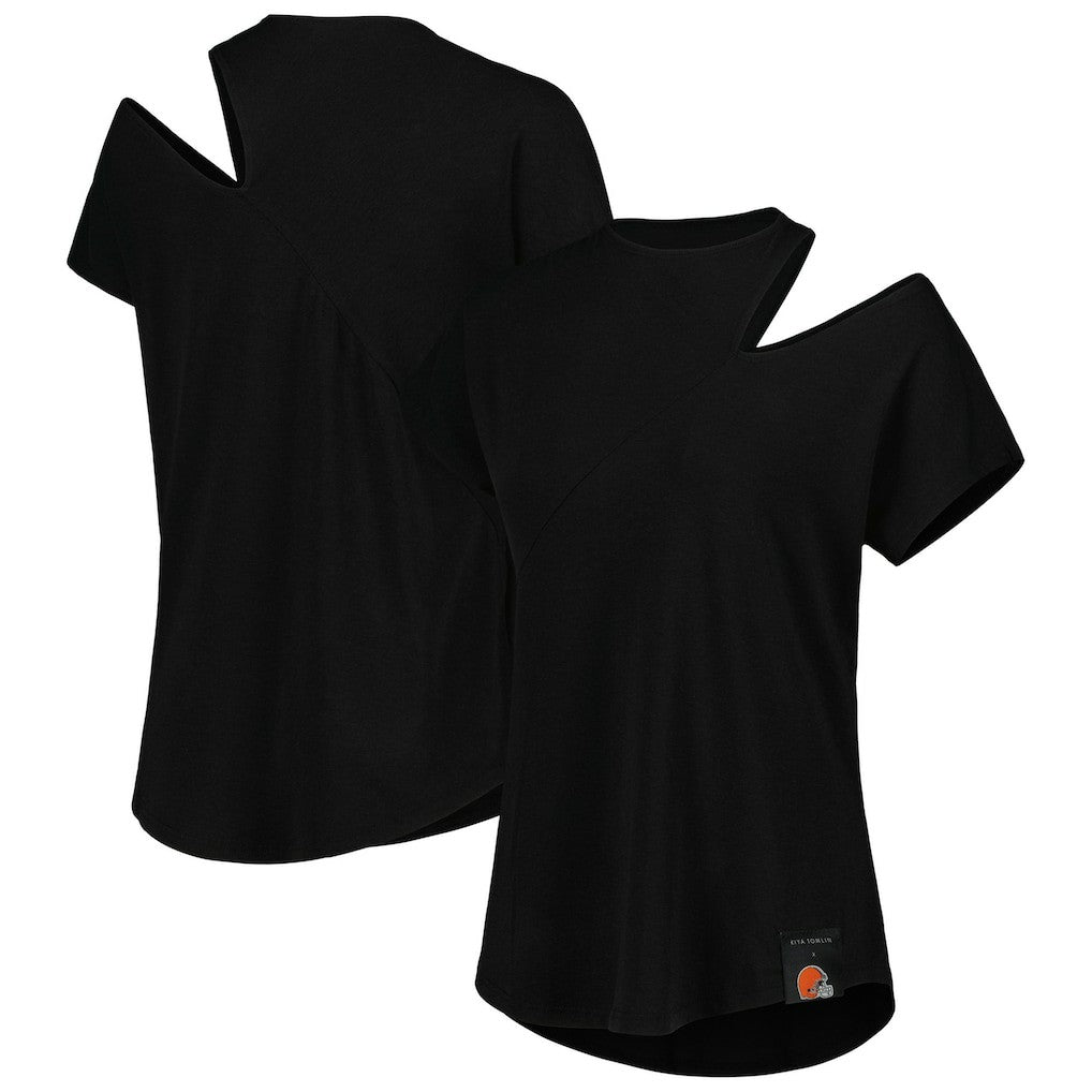 Cleveland Browns KIYA TOMLIN Women's Cut Out Tri-Blend Shirt - Black sale
