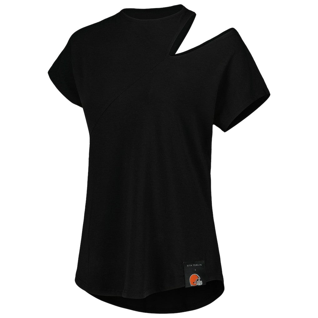 Cleveland Browns KIYA TOMLIN Women's Cut Out Tri-Blend Shirt - Black sale