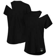 Green Bay Packers KIYA TOMLIN Women's Cut Out Tri-Blend Shirt - Black sale