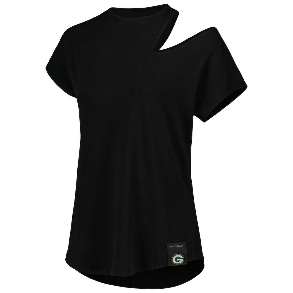 Green Bay Packers KIYA TOMLIN Women's Cut Out Tri-Blend Shirt - Black sale