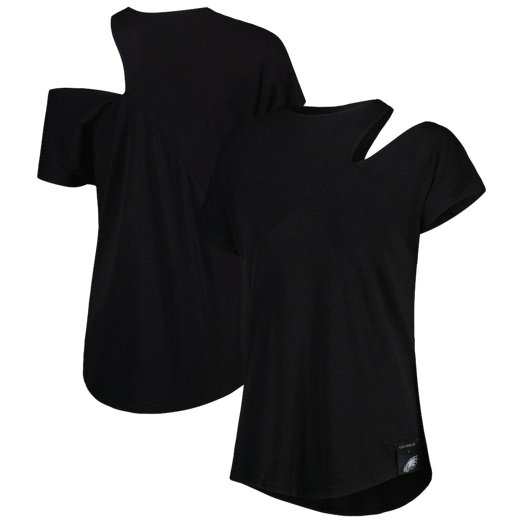 Philadelphia Eagles KIYA TOMLIN Women's Cut Out Tri-Blend Shirt - Black outlet
