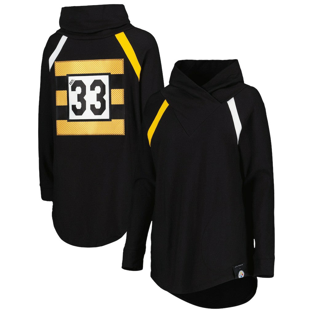 Pittsburgh Steelers KIYA TOMLIN Women's Tri-Blend Raglan Pullover Sweatshirt - Black sale