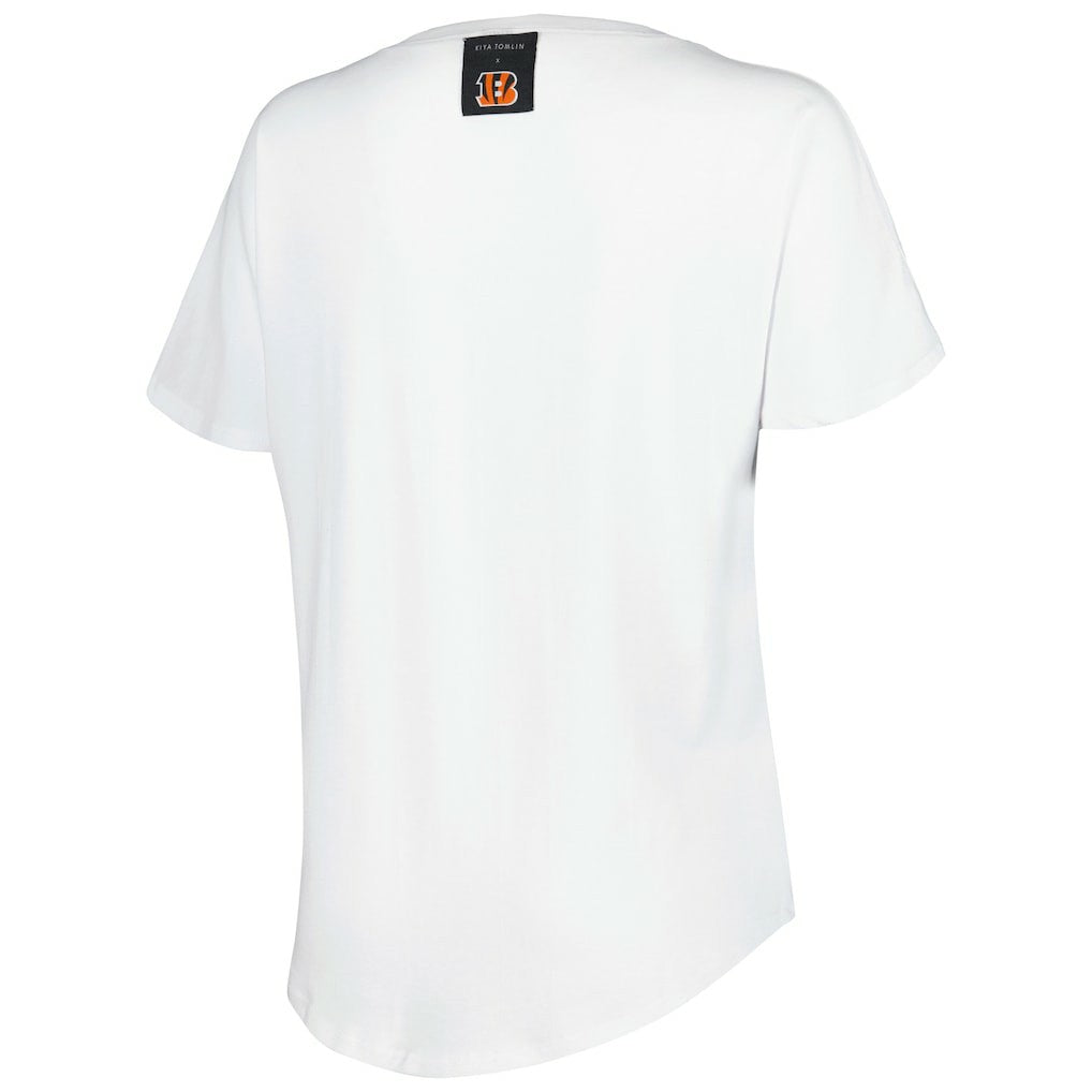 Cincinnati Bengals KIYA TOMLIN Women's V-Neck T-Shirt - White outlet