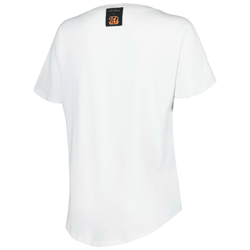 Cincinnati Bengals KIYA TOMLIN Women's V-Neck T-Shirt - White outlet