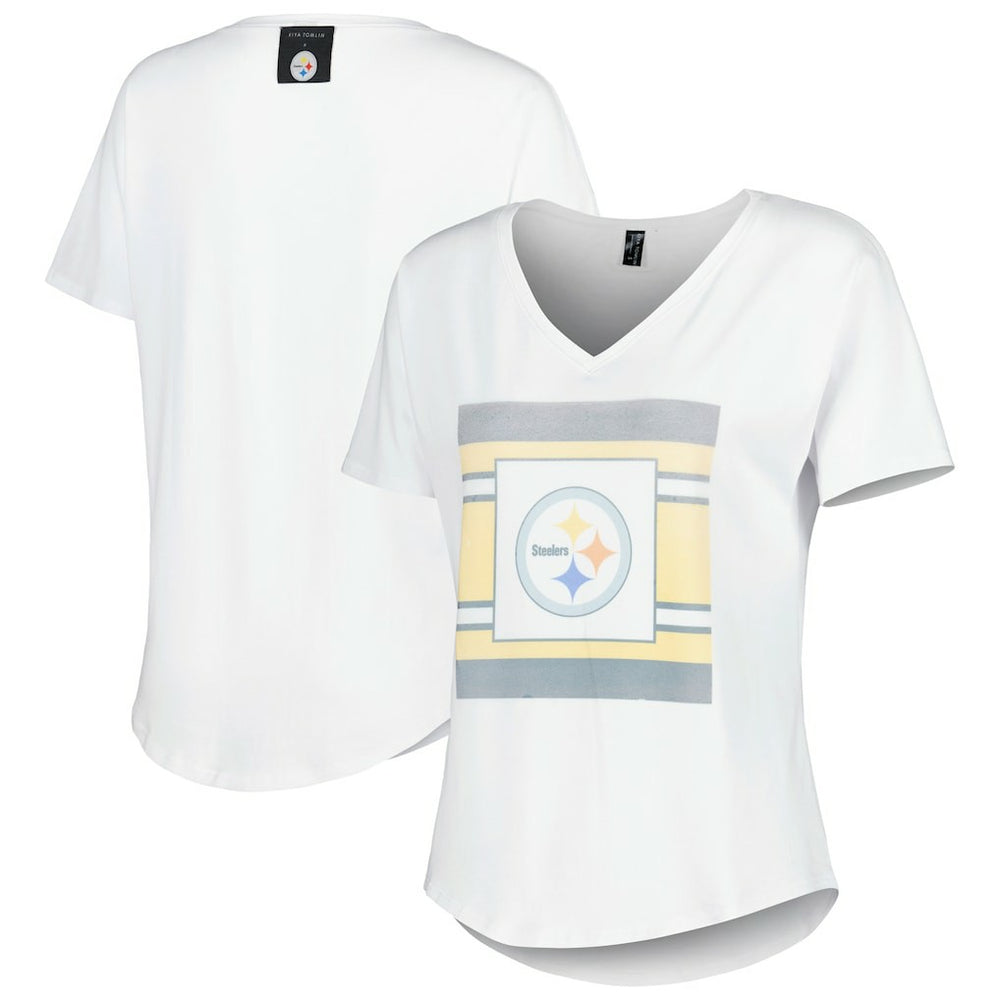 Pittsburgh Steelers KIYA TOMLIN Women's Tri-Blend V-Neck T-Shirt - White outlet