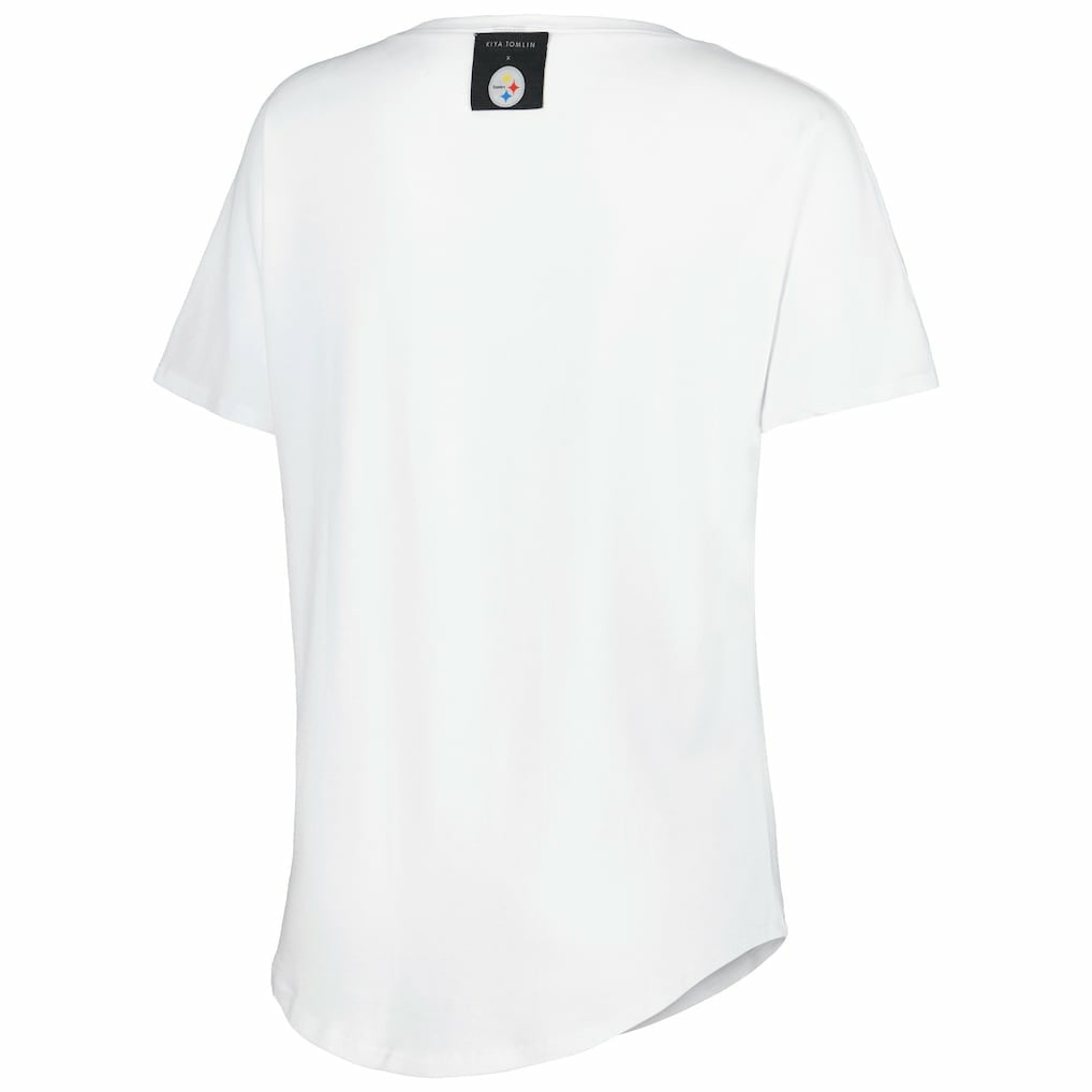 Pittsburgh Steelers KIYA TOMLIN Women's Tri-Blend V-Neck T-Shirt - White outlet