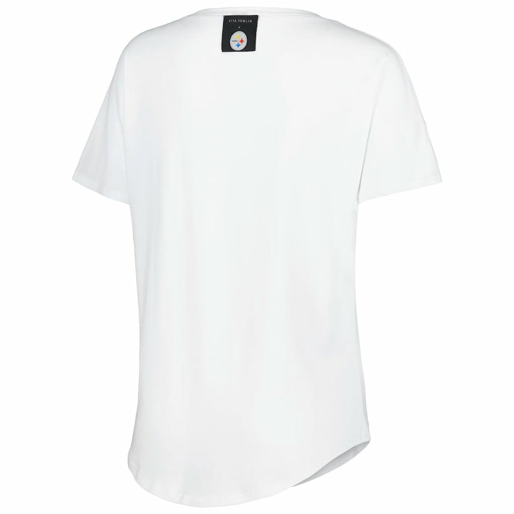 Pittsburgh Steelers KIYA TOMLIN Women's Tri-Blend V-Neck T-Shirt - White outlet