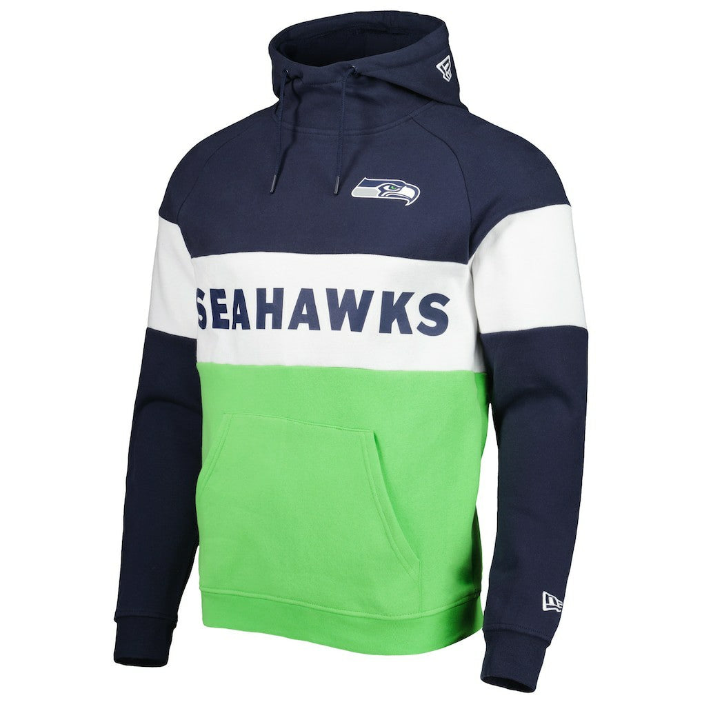Seattle Seahawks New Era Colorblock Current Pullover Hoodie - Neon Green/College Navy cheap