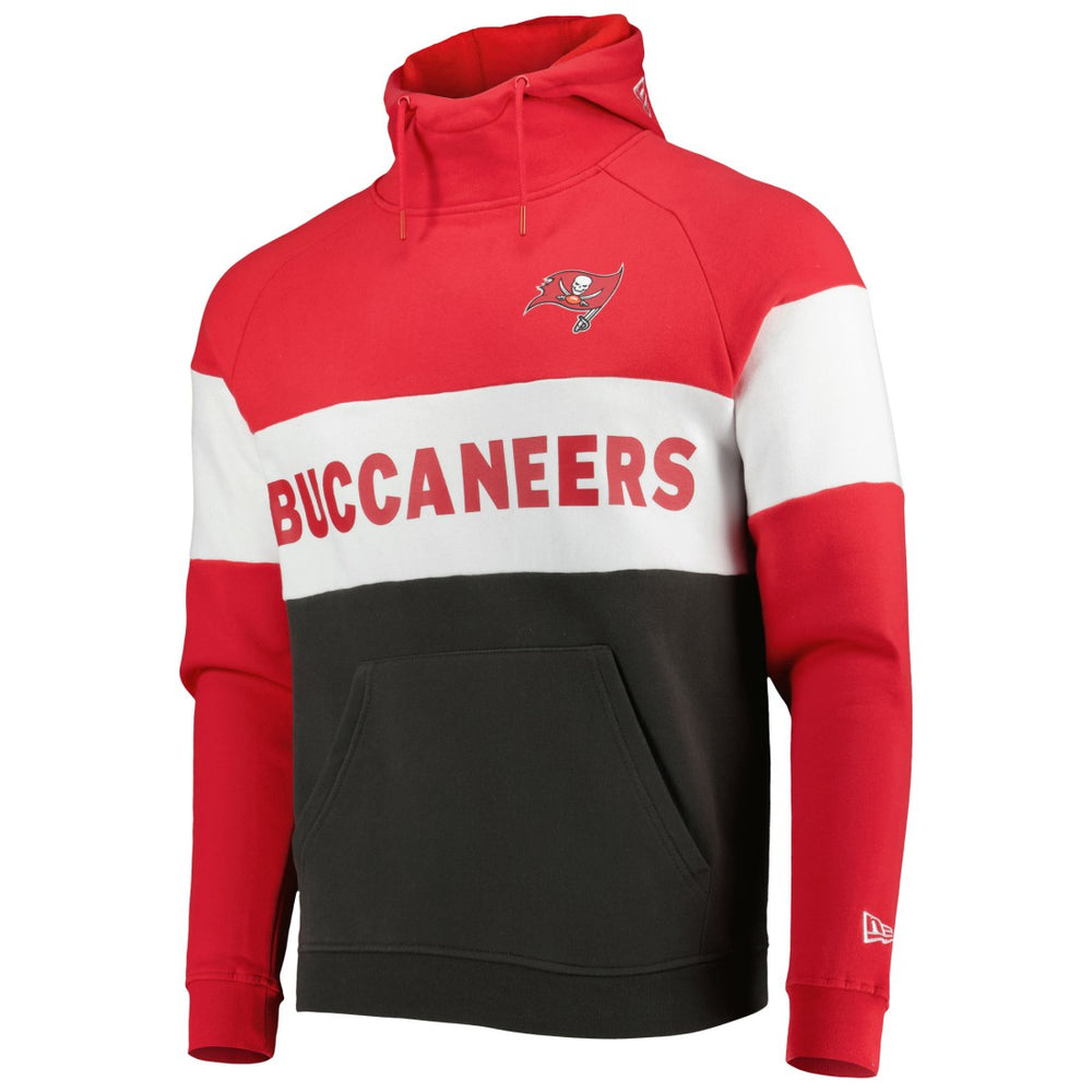 Tampa Bay Buccaneers New Era Colorblock Current Pullover Hoodie - Heather Charcoal/Red outlet