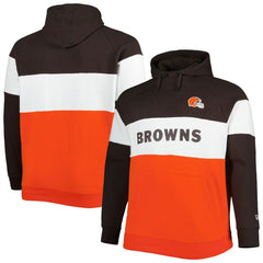 Cleveland Browns New Era Big & Tall Current Team Colorblock Fleece Raglan Pullover Hoodie - Brown/Orange online