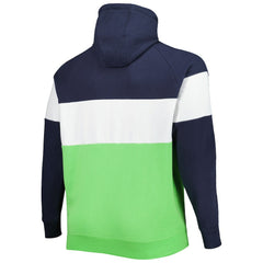 Seattle Seahawks New Era Big & Tall Current Team Colorblock Fleece Raglan Pullover Hoodie - College Navy/Neon Green outlet