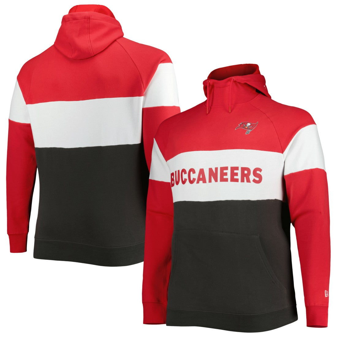 Tampa Bay Buccaneers New Era Big & Tall Current Team Colorblock Fleece Raglan Pullover Hoodie - Red/Pewter sale