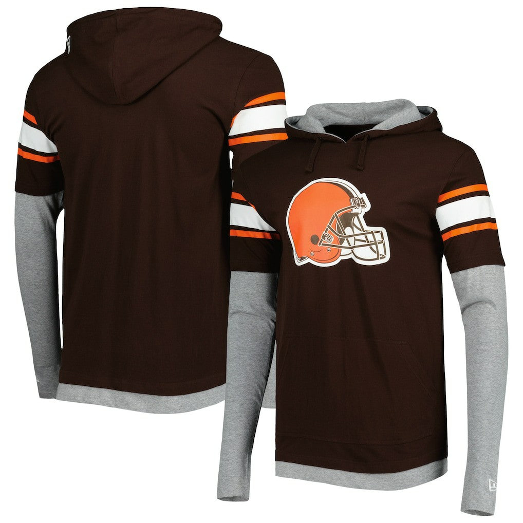 Cleveland Browns New Era Long Sleeve Hoodie T-Shirt - Brown on sale