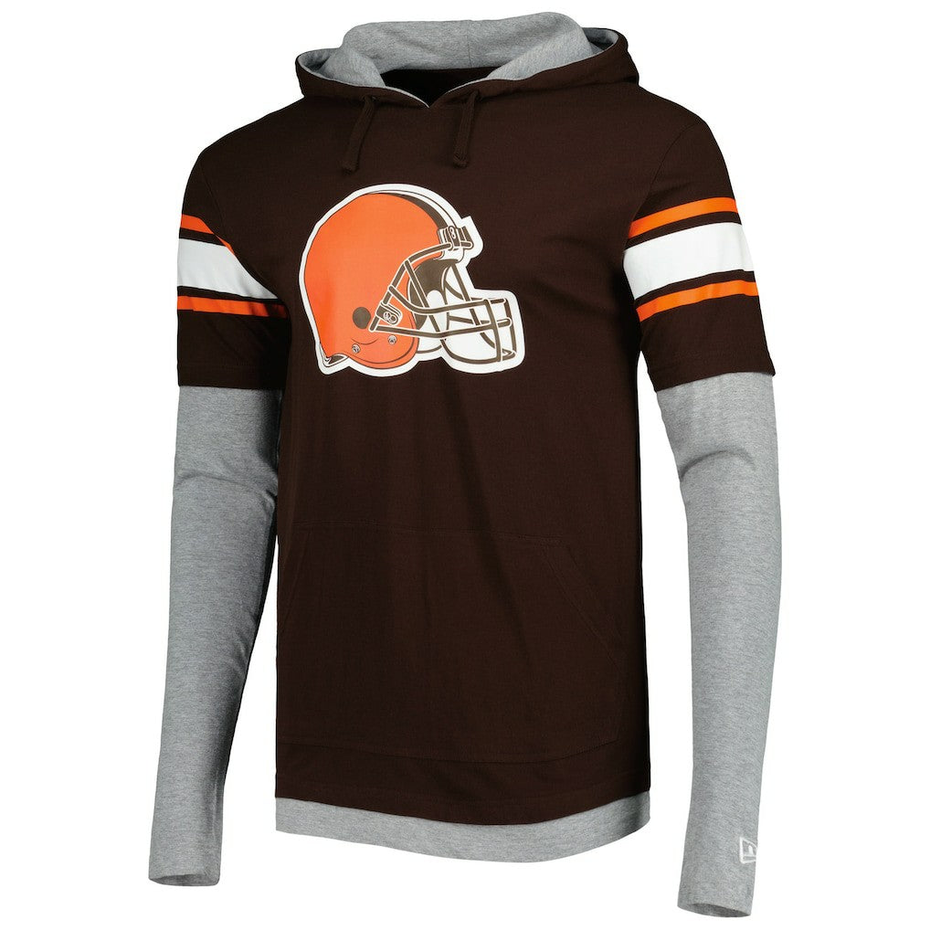Cleveland Browns New Era Long Sleeve Hoodie T-Shirt - Brown on sale