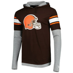 Cleveland Browns New Era Long Sleeve Hoodie T-Shirt - Brown on sale