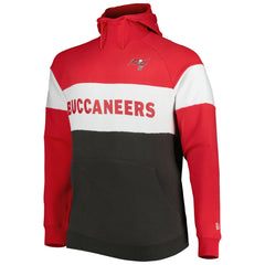 Tampa Bay Buccaneers New Era Big & Tall Current Colorblock Raglan Fleece Pullover Hoodie - Heather Charcoal/Black on sale